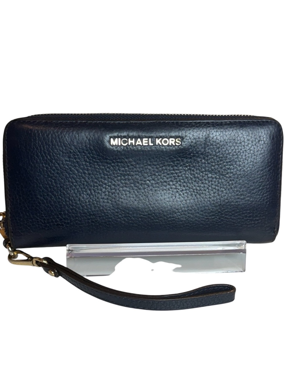 Jet Set Travel Large Pebbled Leather Continental Wallet Navy Color